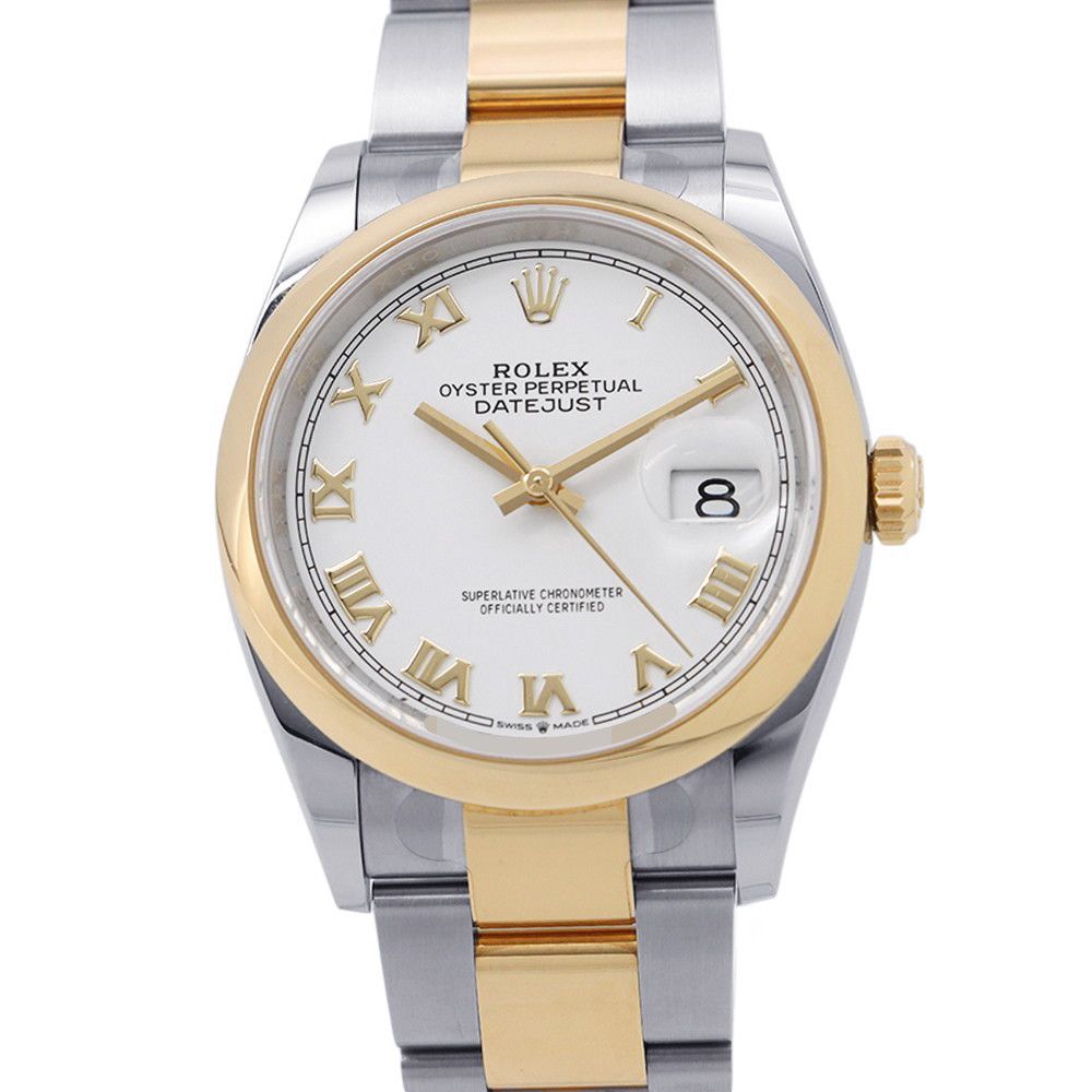 Rolex Datejust SS 18k Yellow Gold Roulette Watch White Dial