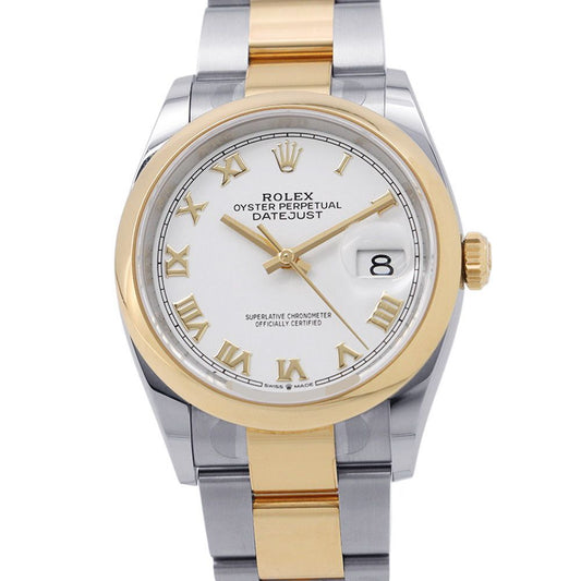 Rolex Datejust SS 18k Yellow Gold Roulette Watch White Dial
