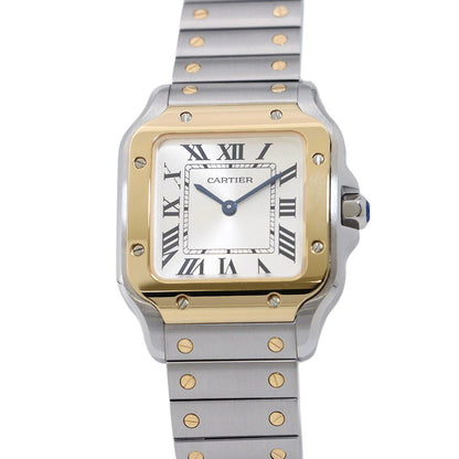 Cartier Santos de Cartier Watch SM SS 18k Yellow Gold Quartz Silver Dial