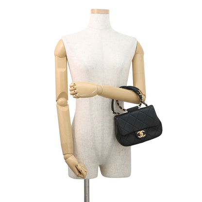 Chanel Chain Shoulder Bag Quilted CC Logo Top Handle Mini Flap Black — view 4