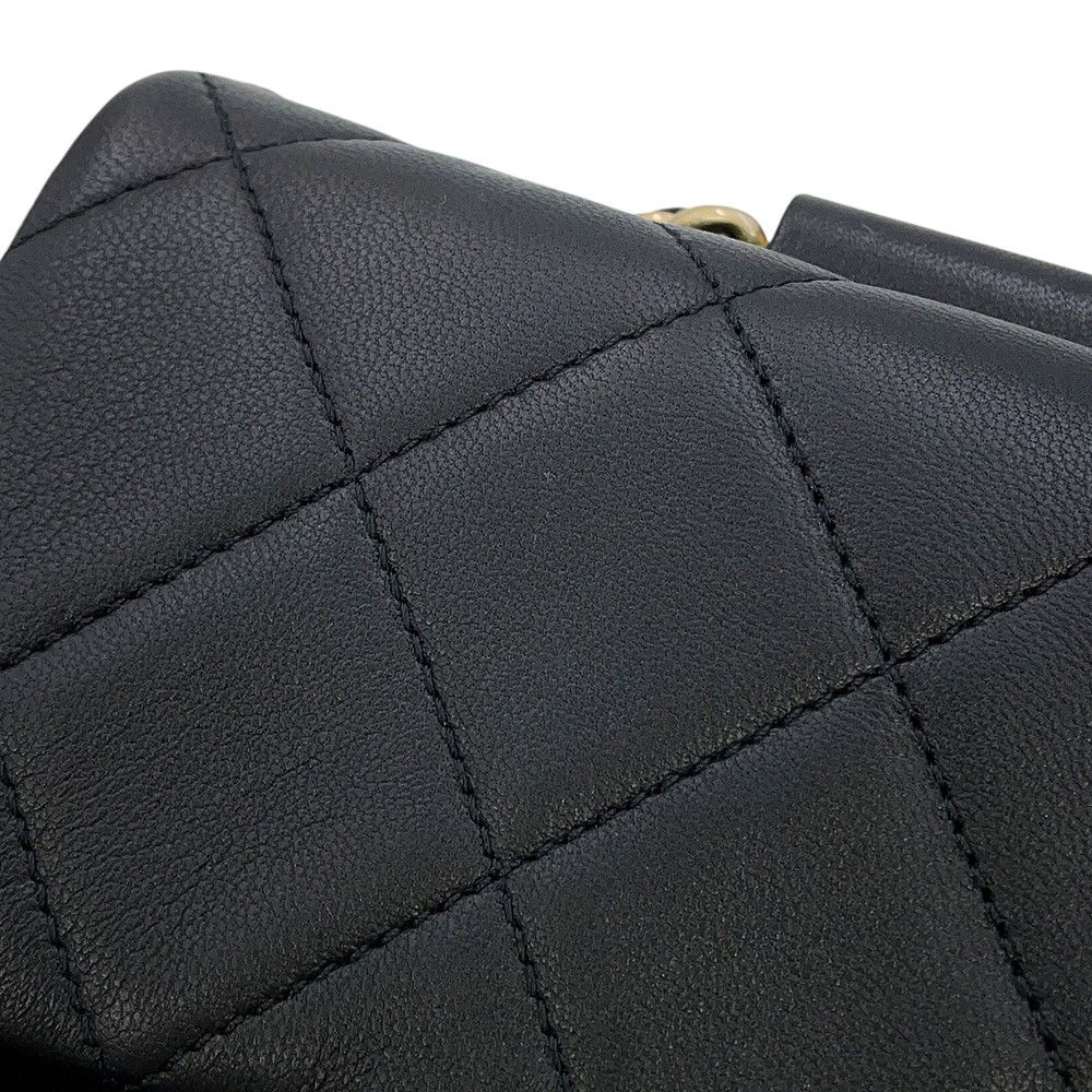 Chanel Chain Shoulder Bag Quilted CC Logo Top Handle Mini Flap Black — view 7