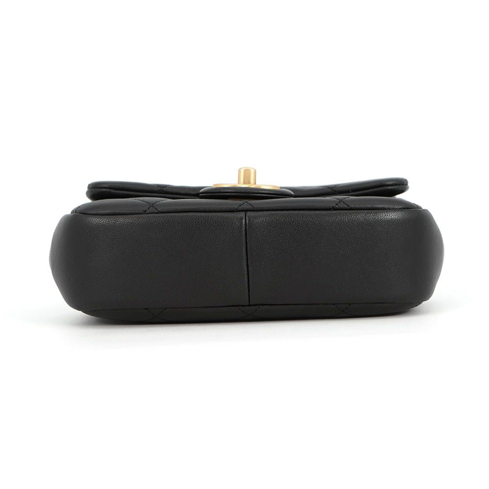 Chanel Chain Shoulder Bag Quilted CC Logo Top Handle Mini Flap Black — view 3