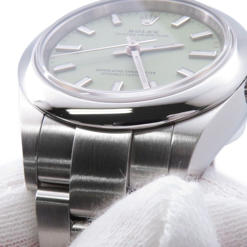 Rolex Oyster Perpetual 28 Watch Pistachio Dial — view 4
