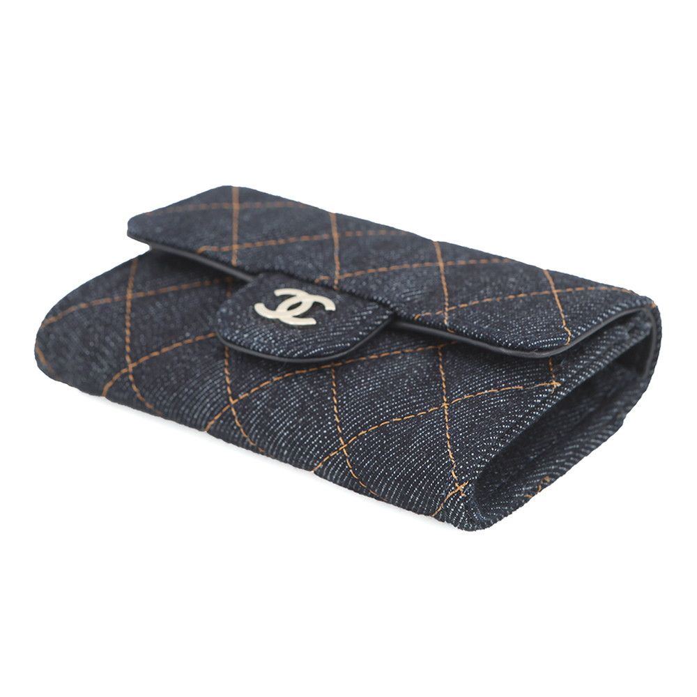 Chanel Card Case Quilted Classic CC Logo Denim Business Holder — view 2
