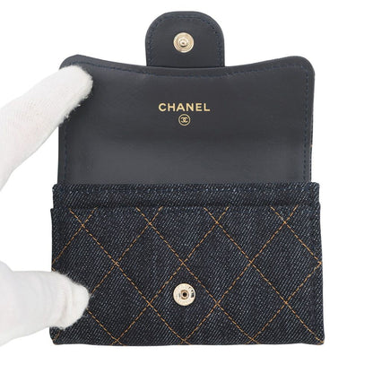 Chanel Card Case Quilted Classic CC Logo Denim Business Holder — view 4