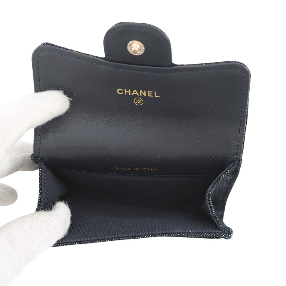 Chanel Card Case Quilted Classic CC Logo Denim Business Holder — view 5