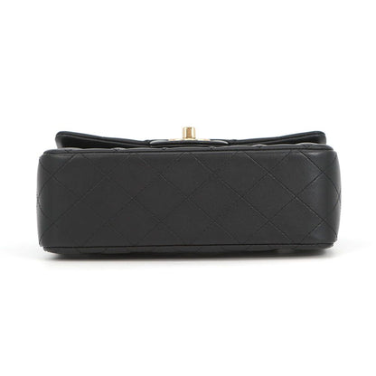 Chanel Chain Shoulder Bag Quilted CC Logo Top Handle Mini Flap Lambskin Black — view 3