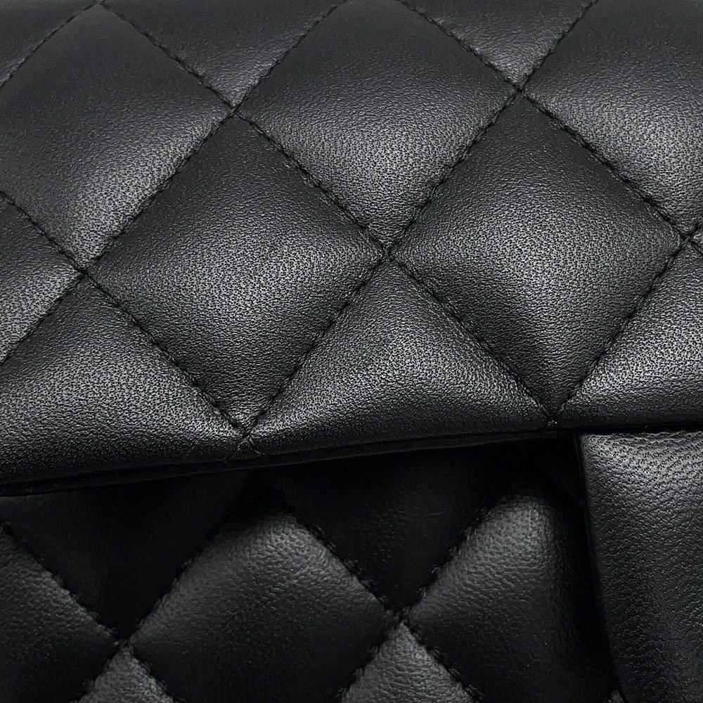 Chanel Chain Shoulder Bag Quilted CC Logo Top Handle Mini Flap Lambskin Black — view 7