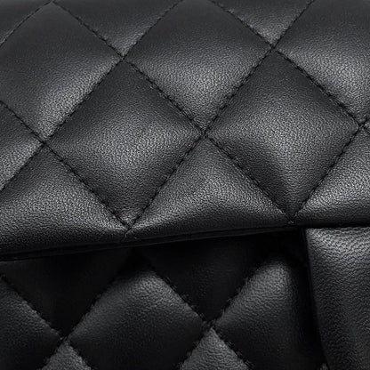 Chanel Chain Shoulder Bag Quilted CC Logo Top Handle Mini Flap Lambskin Black — view 7