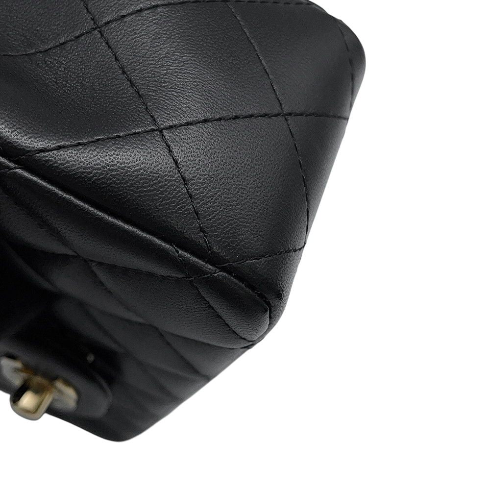 Chanel Chain Shoulder Bag Quilted CC Logo Top Handle Mini Flap Lambskin Black — view 8