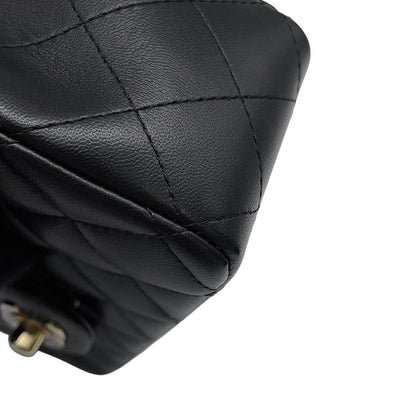 Chanel Chain Shoulder Bag Quilted CC Logo Top Handle Mini Flap Lambskin Black — view 8