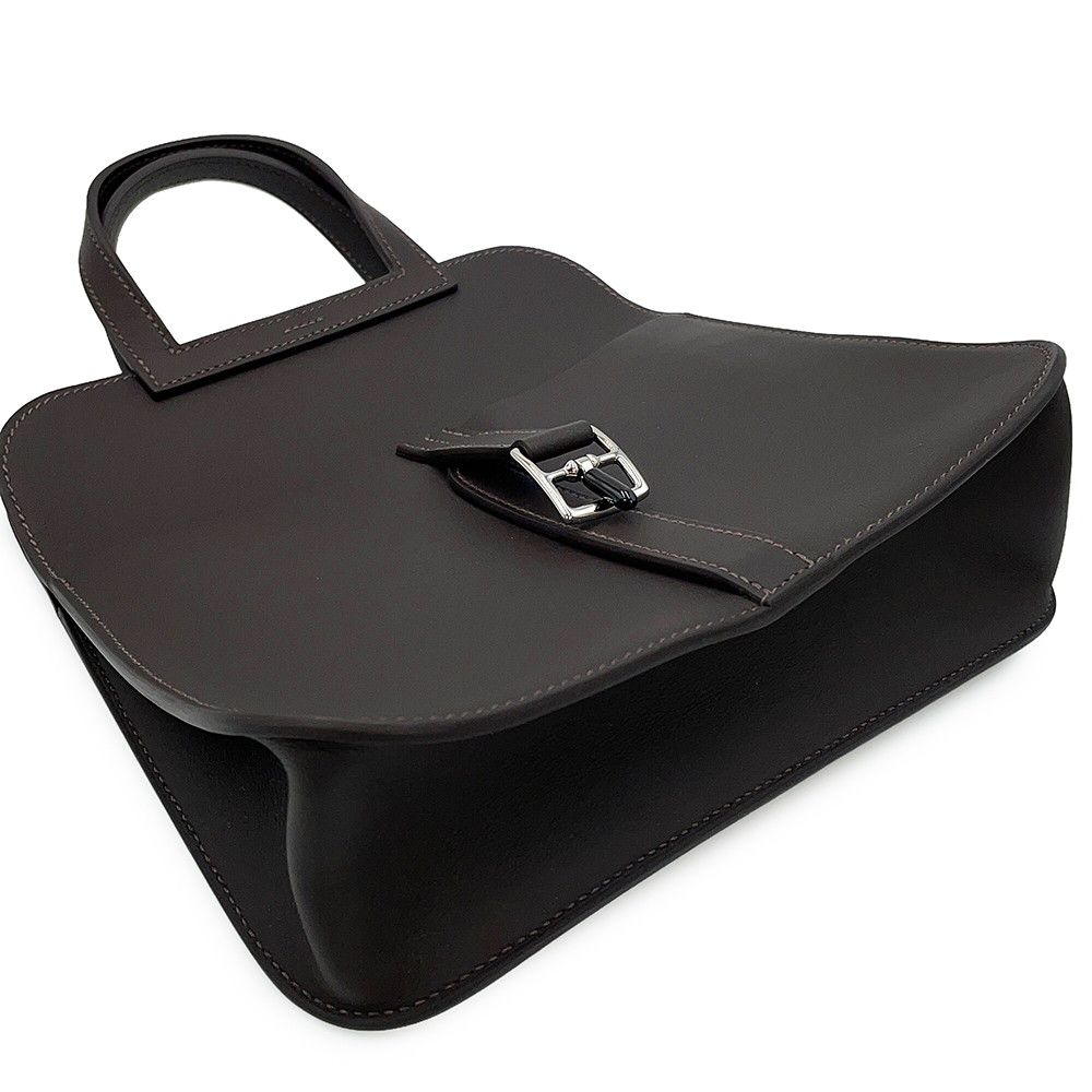 Hermes Handbag Halzan Mini Ebene Silver Swift 2-Way — view 7