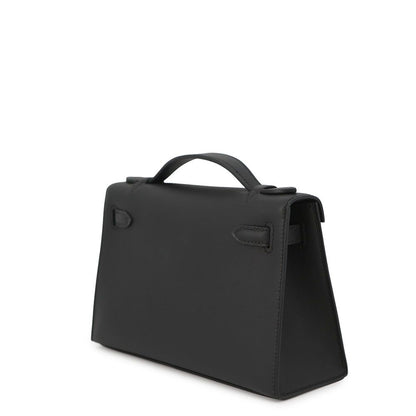 Hermes Handbag Pochette Kelly Black Silver Swift — view 2