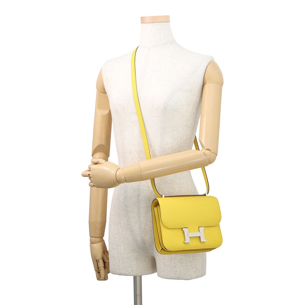 Hermes Shoulder Bag Mini Constance 3 Miloire Joannaple Silver Epsom — view 5