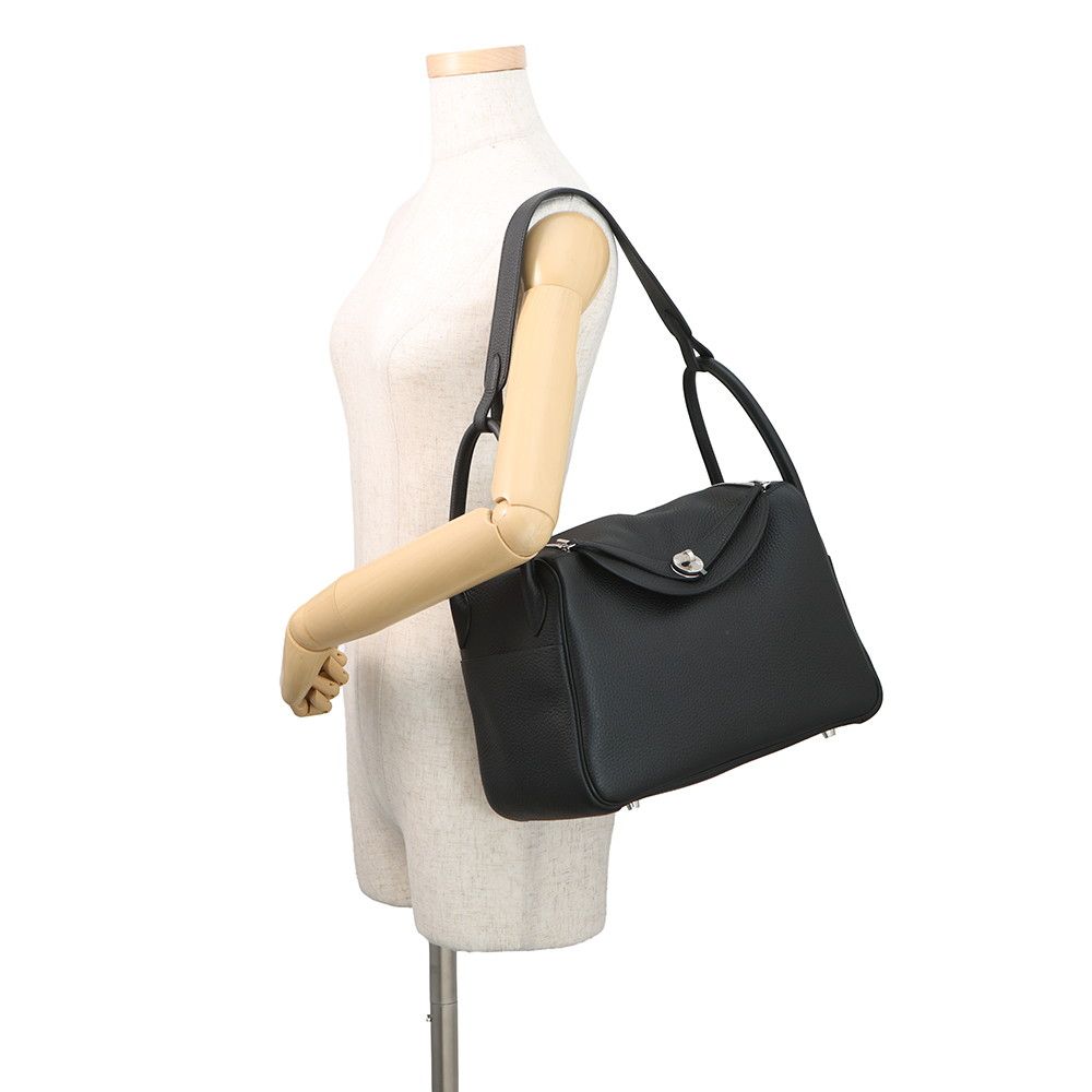 Hermes Lindy 30 Black Silver Taurillon Clemence 2-Way Shoulder — view 4