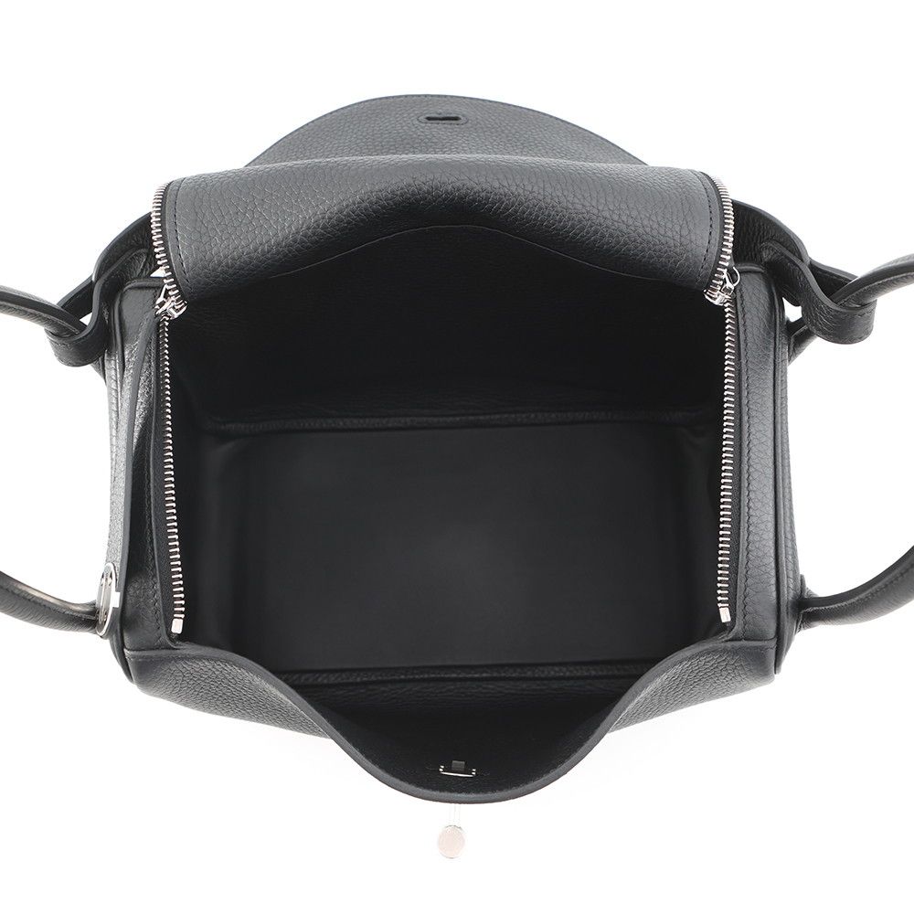 Hermes Lindy 30 Black Silver Taurillon Clemence 2-Way Shoulder — view 5