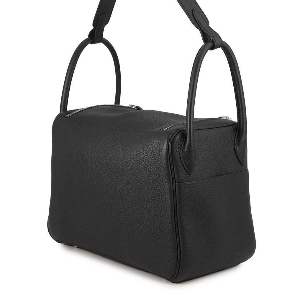 Hermes Lindy 30 Black Silver Taurillon Clemence 2-Way Shoulder — view 2