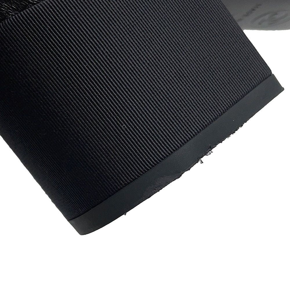 Chanel Boots CC Logo Ribbon Short Leather Patent 34c Shoes Ankle Black — view 5