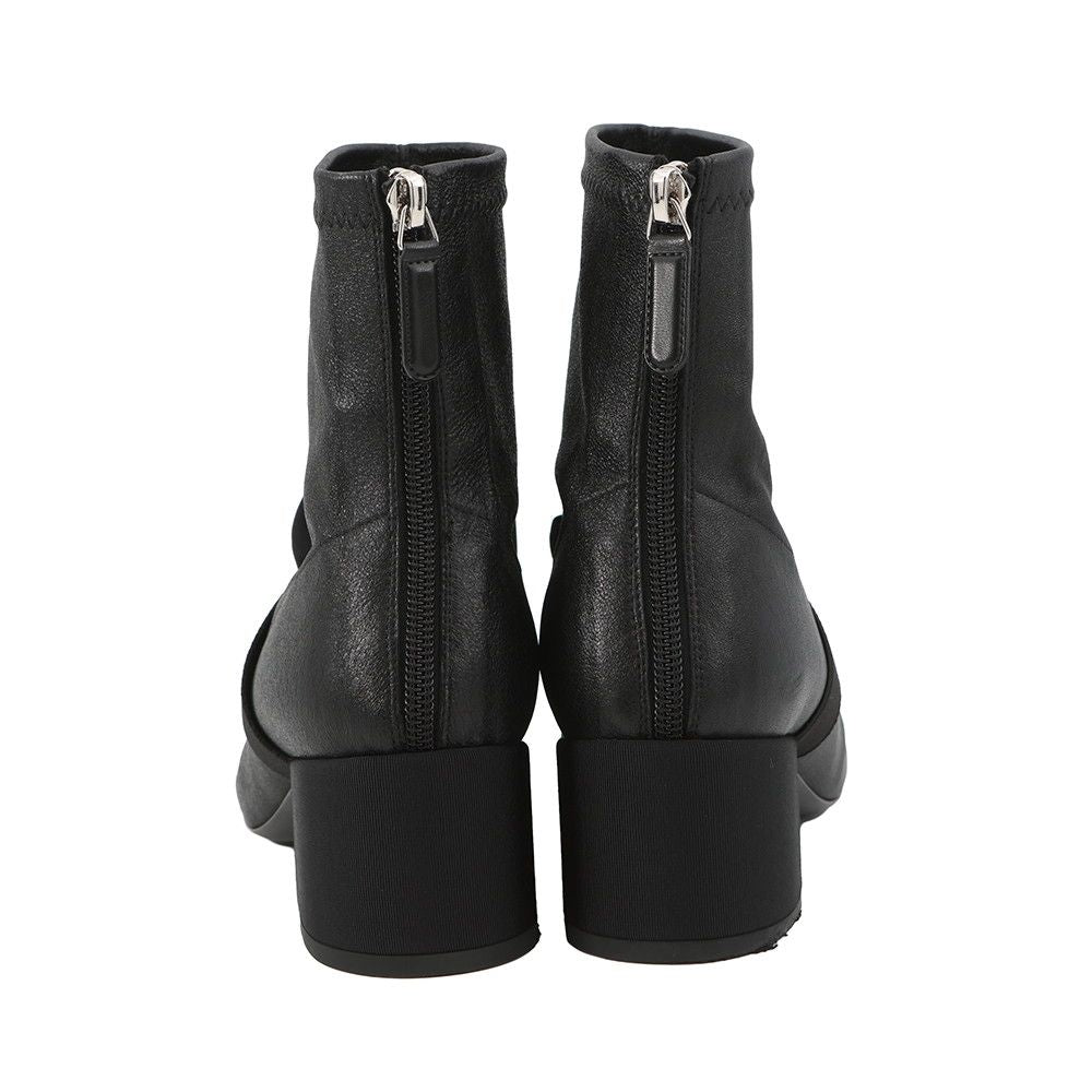 Chanel Boots CC Logo Ribbon Short Leather Patent 34c Shoes Ankle Black — view 3