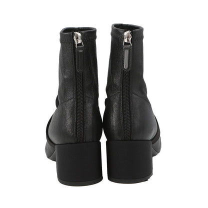 Chanel Boots CC Logo Ribbon Short Leather Patent 34c Shoes Ankle Black — view 3