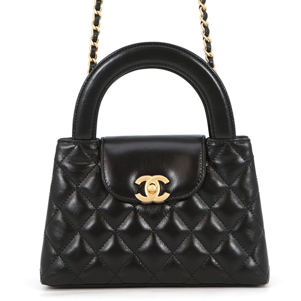 Chanel Quilted CC Logo Mini Shopping 2-Way Chain Shoulder Bag Black