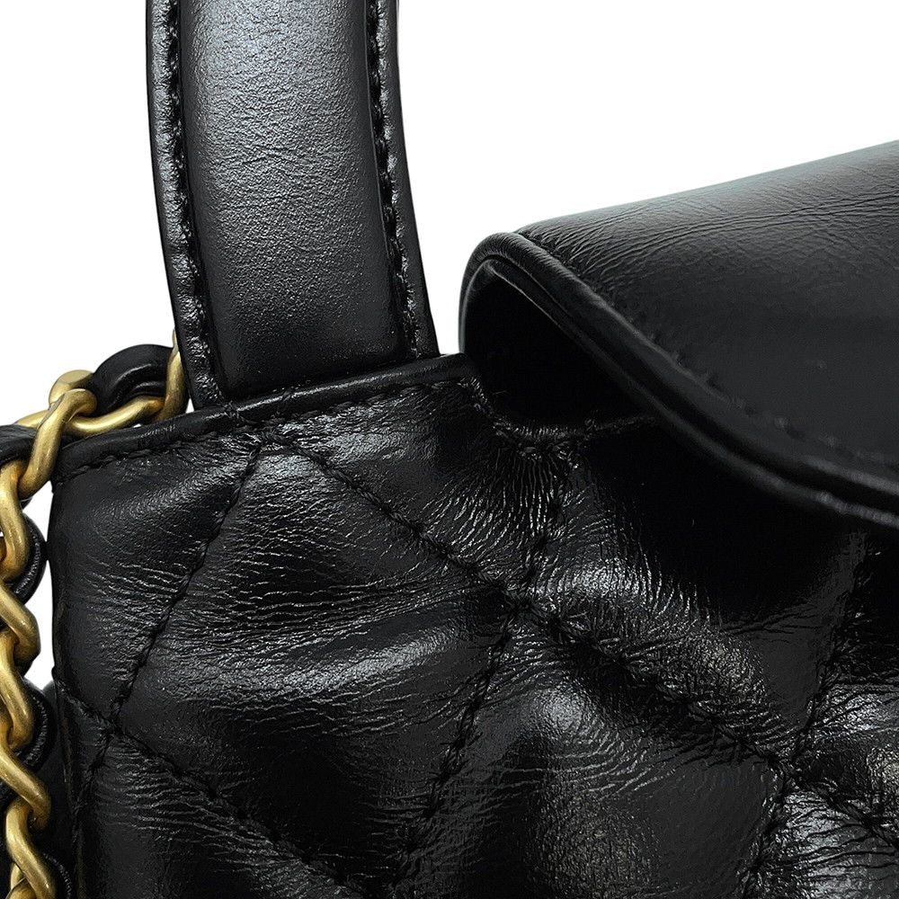 Chanel Quilted CC Logo Mini Shopping 2-Way Chain Shoulder Bag Black — view 7