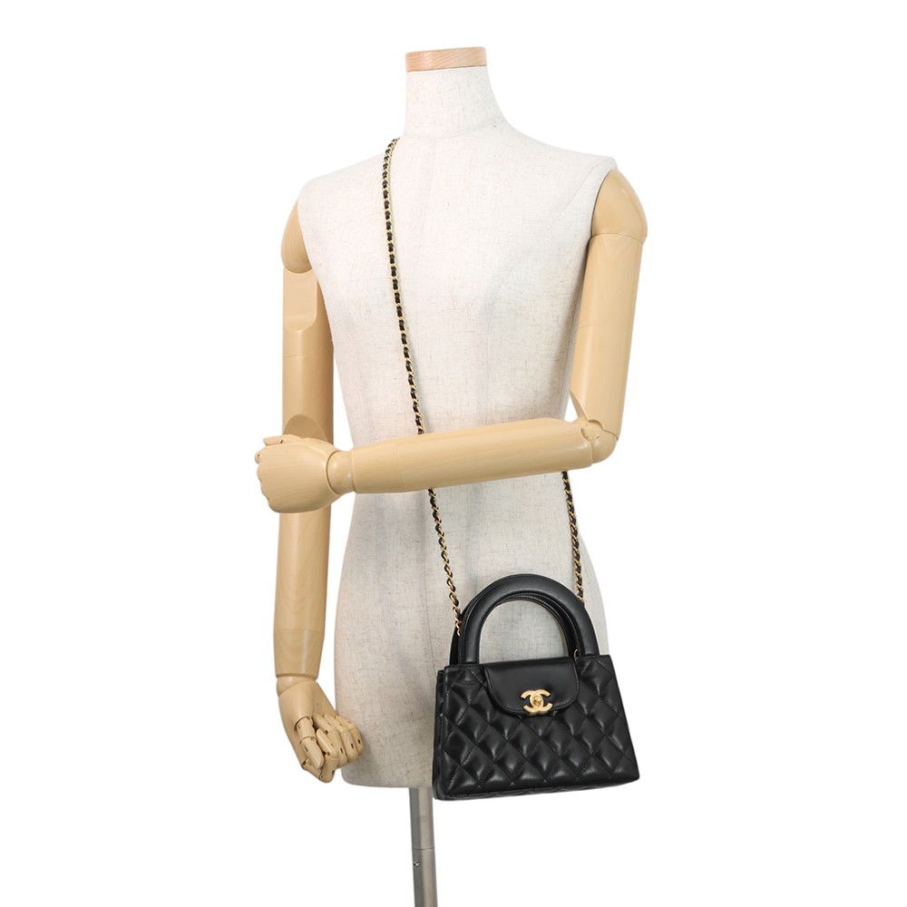 Chanel Quilted CC Logo Mini Shopping 2-Way Chain Shoulder Bag Black — view 5