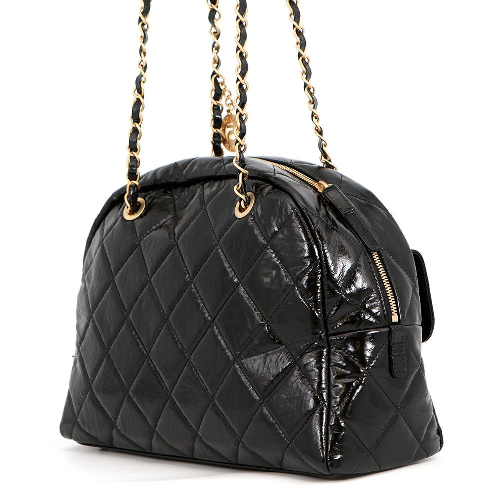 Chanel Shoulder Bag CC Logo Quilted Maxi Shiny Calf Leather Black — view 2