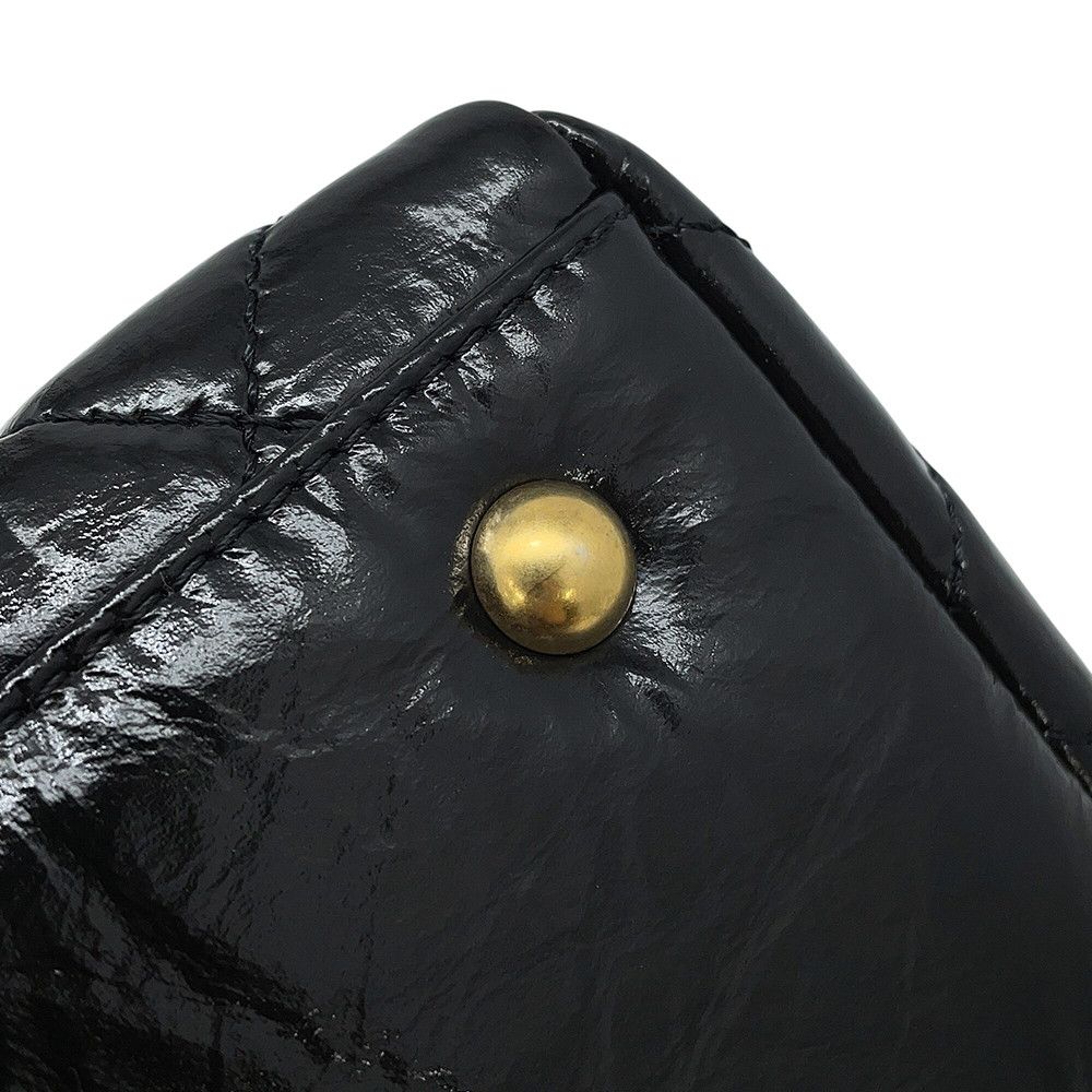 Chanel Shoulder Bag CC Logo Quilted Maxi Shiny Calf Leather Black — view 8