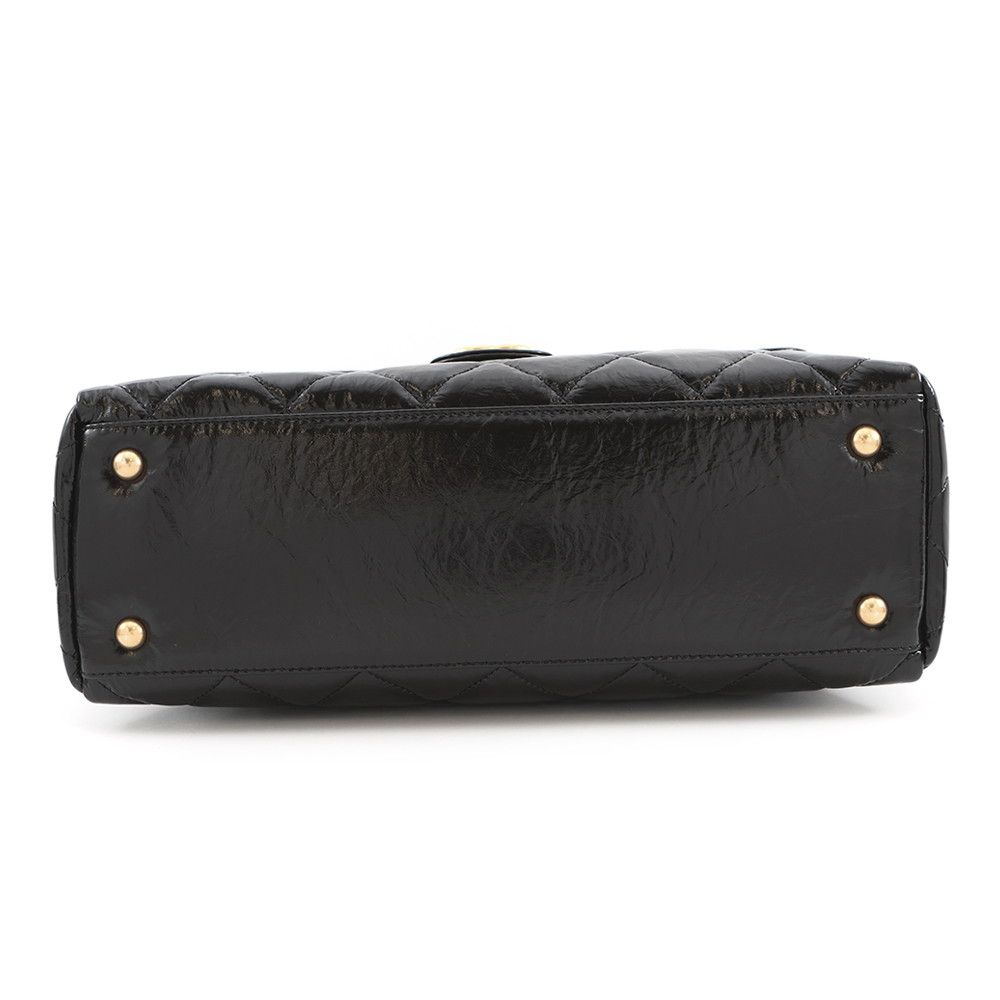 Chanel Shoulder Bag CC Logo Quilted Maxi Shiny Calf Leather Black — view 3