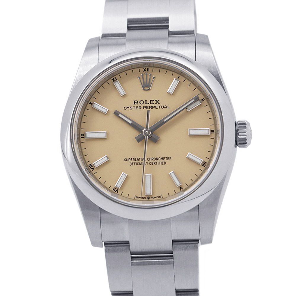 Rolex Oyster Perpetual 34 Roulette Watch Beige Dial