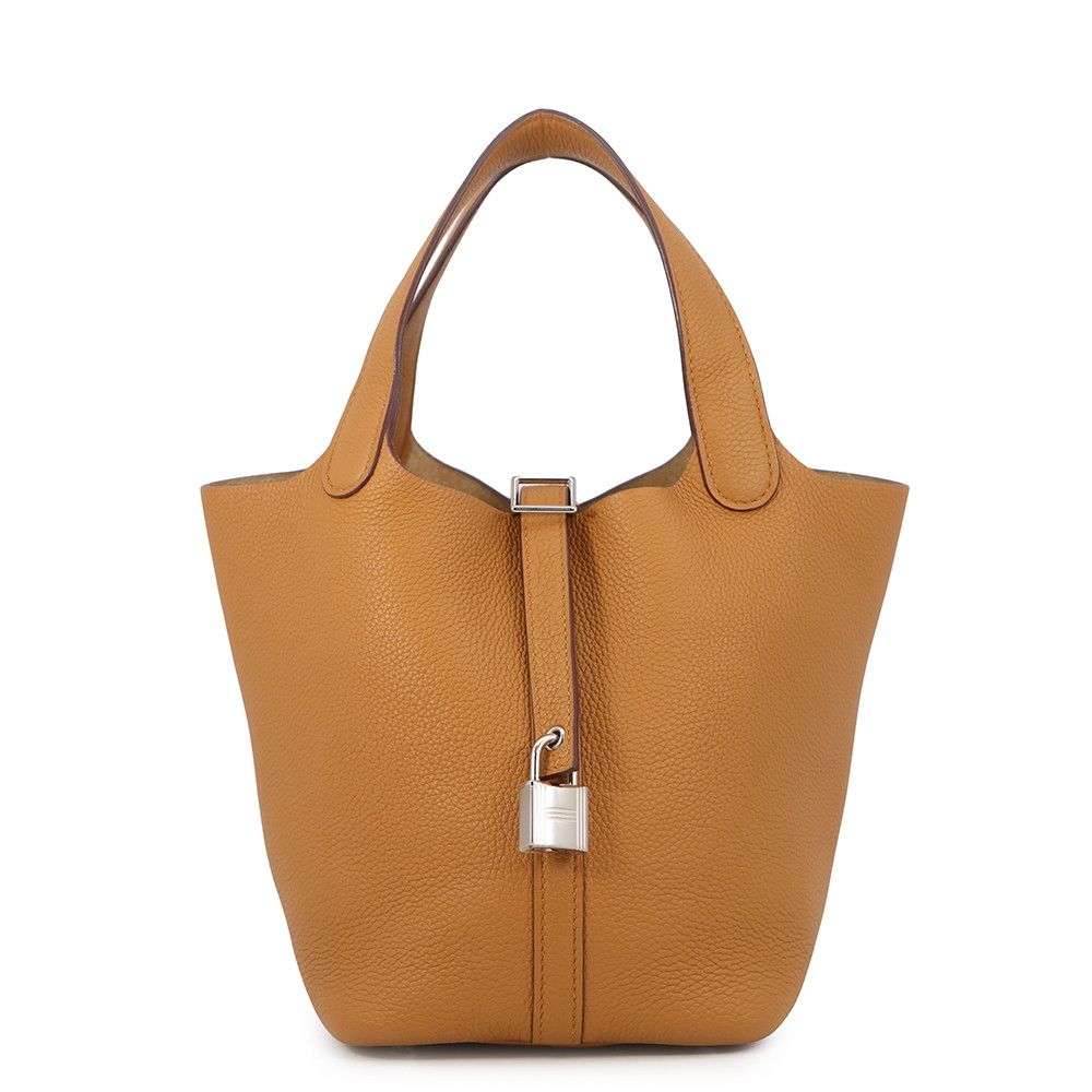 Hermes Handbag Picotin Lock PM Sesame Silver Taurillon Clemence