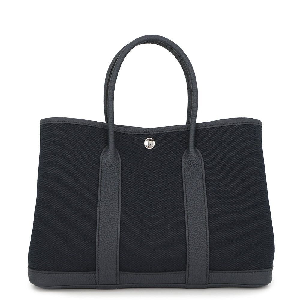 Hermes Tote Garden Party TPM Blue Indigo Silver Toile Ash Negonda