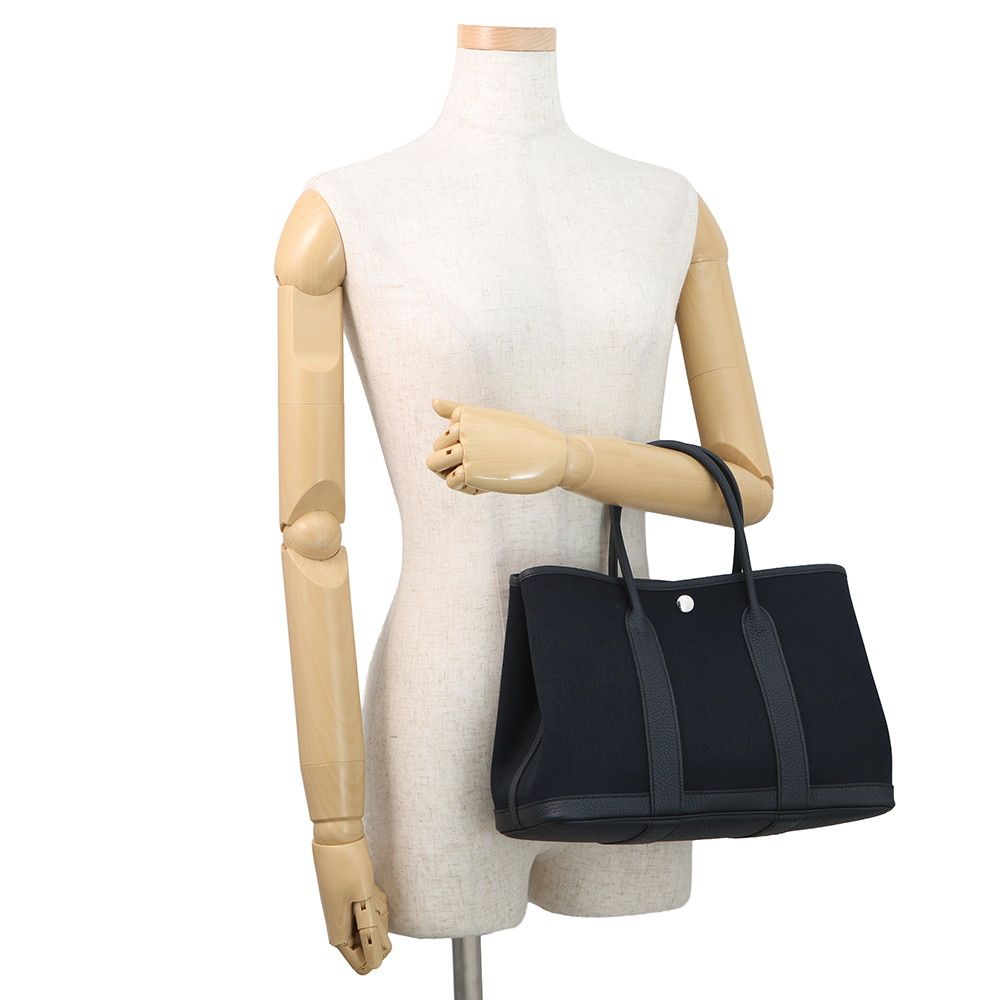Hermes Tote Garden Party TPM Blue Indigo Silver Toile Ash Negonda — view 4