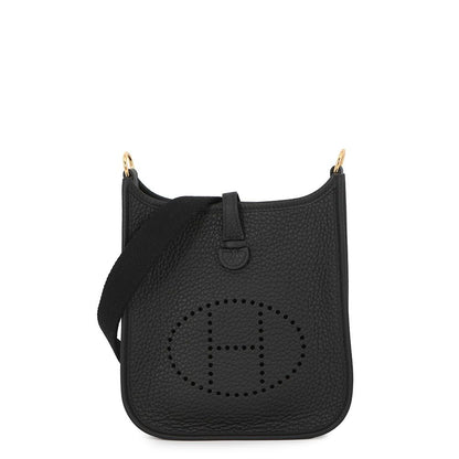 Hermes Shoulder Bag Evelyne TPM 111 cm Amazon Black Gold Taurillon Clemence