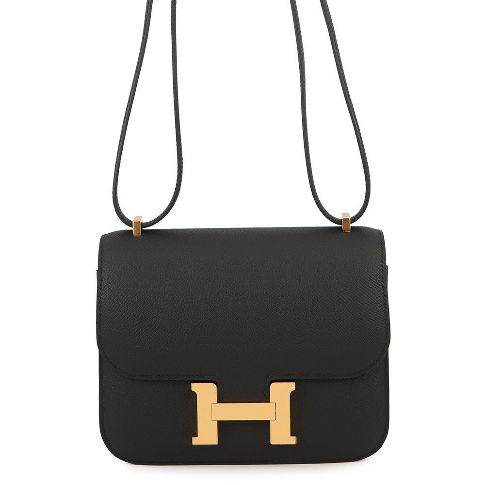 Hermes Shoulder Bag Mini Constance 3 Miloire Black Gold Epsom