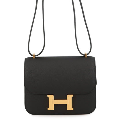 Hermes Shoulder Bag Mini Constance 3 Miloire Black Gold Epsom
