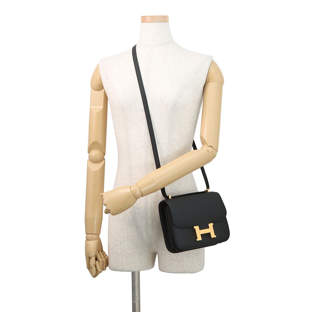 Hermes Shoulder Bag Mini Constance 3 Miloire Black Gold Epsom — view 5