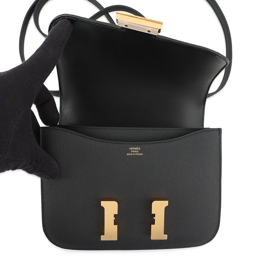 Hermes Shoulder Bag Mini Constance 3 Miloire Black Gold Epsom — view 6