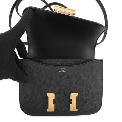 Hermes Shoulder Bag Mini Constance 3 Miloire Black Gold Epsom — view 6