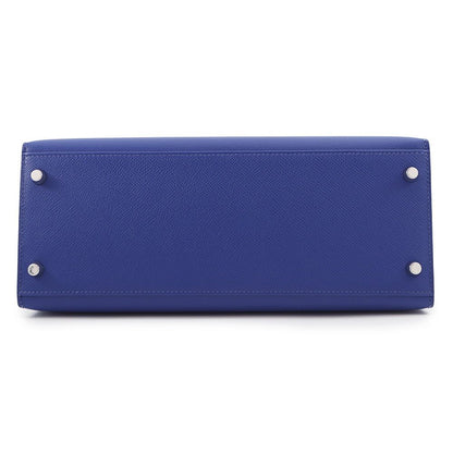 Hermes Handbag Kelly 28 Sellier Blue Electric Matte Silver Epsom 2-Way — view 3