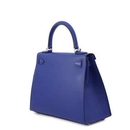 Hermes Handbag Kelly 28 Sellier Blue Electric Matte Silver Epsom 2-Way — view 2