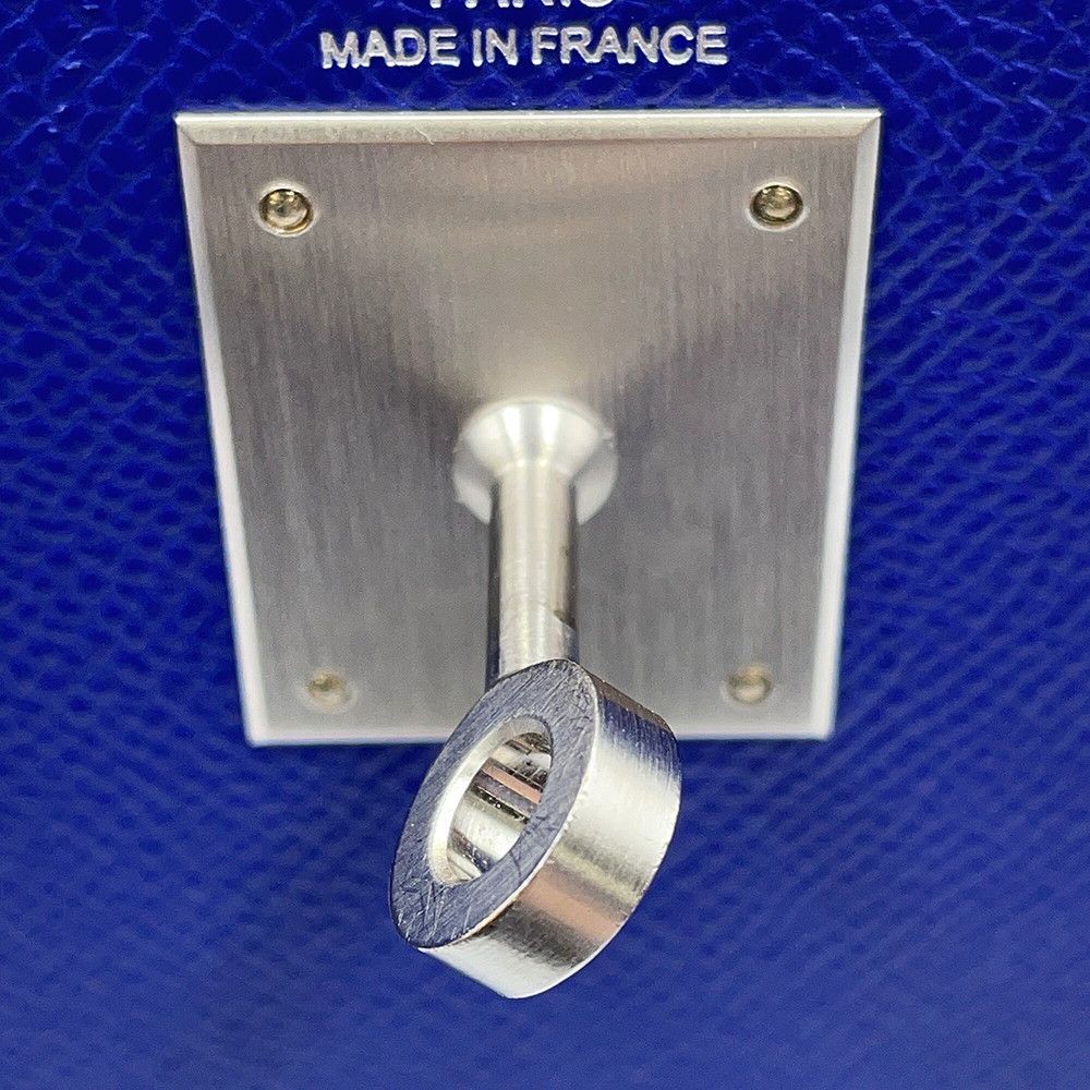 Hermes Handbag Kelly 28 Sellier Blue Electric Matte Silver Epsom 2-Way — view 8