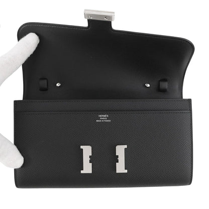 Hermes Wallet Constance Tougo Long Black Silver Epsom — view 4