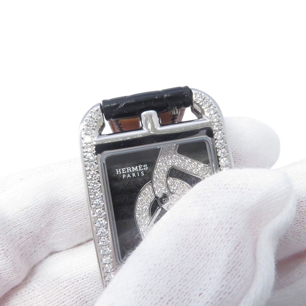 Hermes Cape Cod Double Tour Chaine D'ancre Diamond Bezel Watch Black Dial — view 7