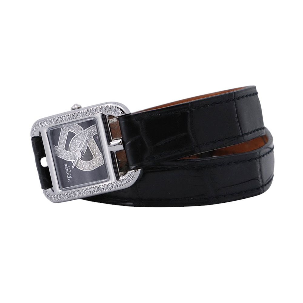 Hermes Cape Cod Double Tour Chaine D'ancre Diamond Bezel Watch Black Dial — view 5