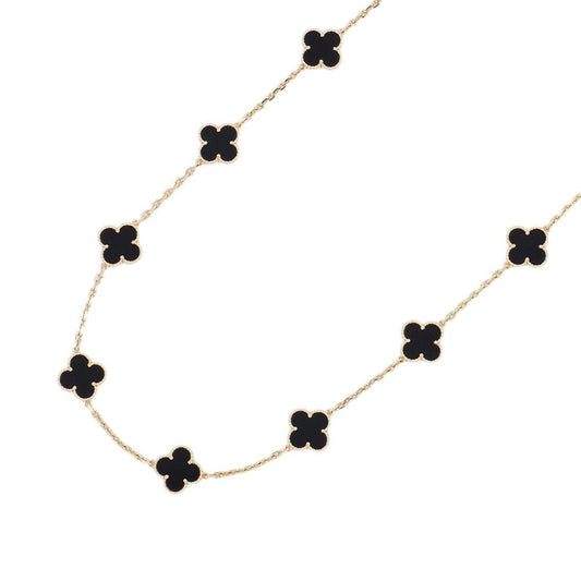 Van Cleef & Arpels Necklace Vintage Alhambra 10 Motifs Onyx 18k Yellow Gold