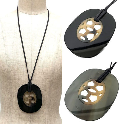 Hermes Llift Lift GM Necklace Buffalo Horn Lacquer Black — view 2
