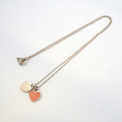 Tiffany & Co Necklace Double Return to Heart 925 Sterling Silver Pink — view 3