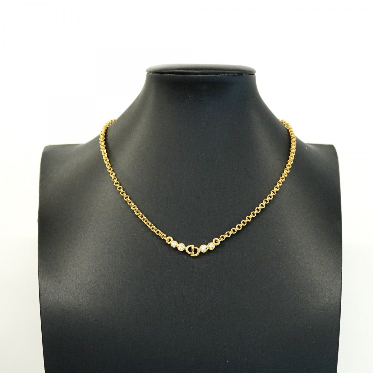 Dior Necklace CD Logo Gold Plated Rhinestone — view 5